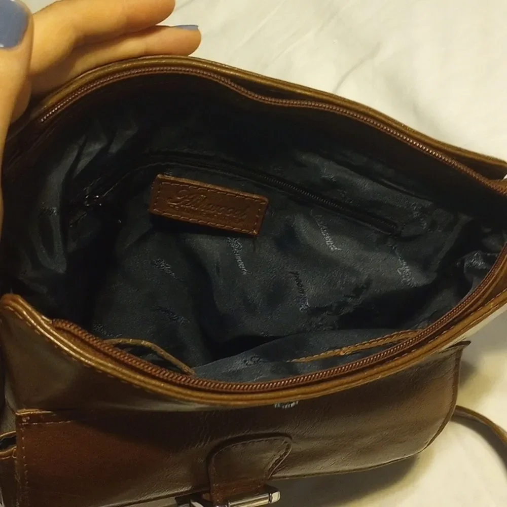 Vintage Brown Leather Ash Wood Saddle Purse